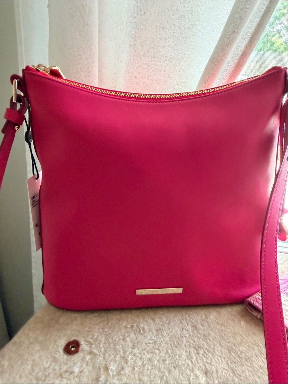 Brahmin Pink Botany smoothe Leather Crossbody Bag nwt